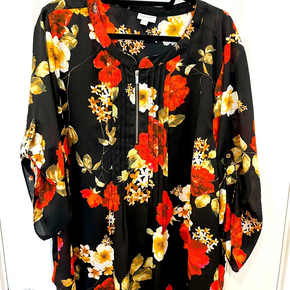 Floral Black and Red Women's Top